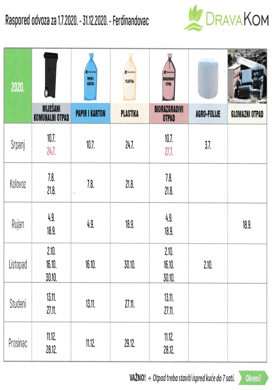 raspored otpad 0720